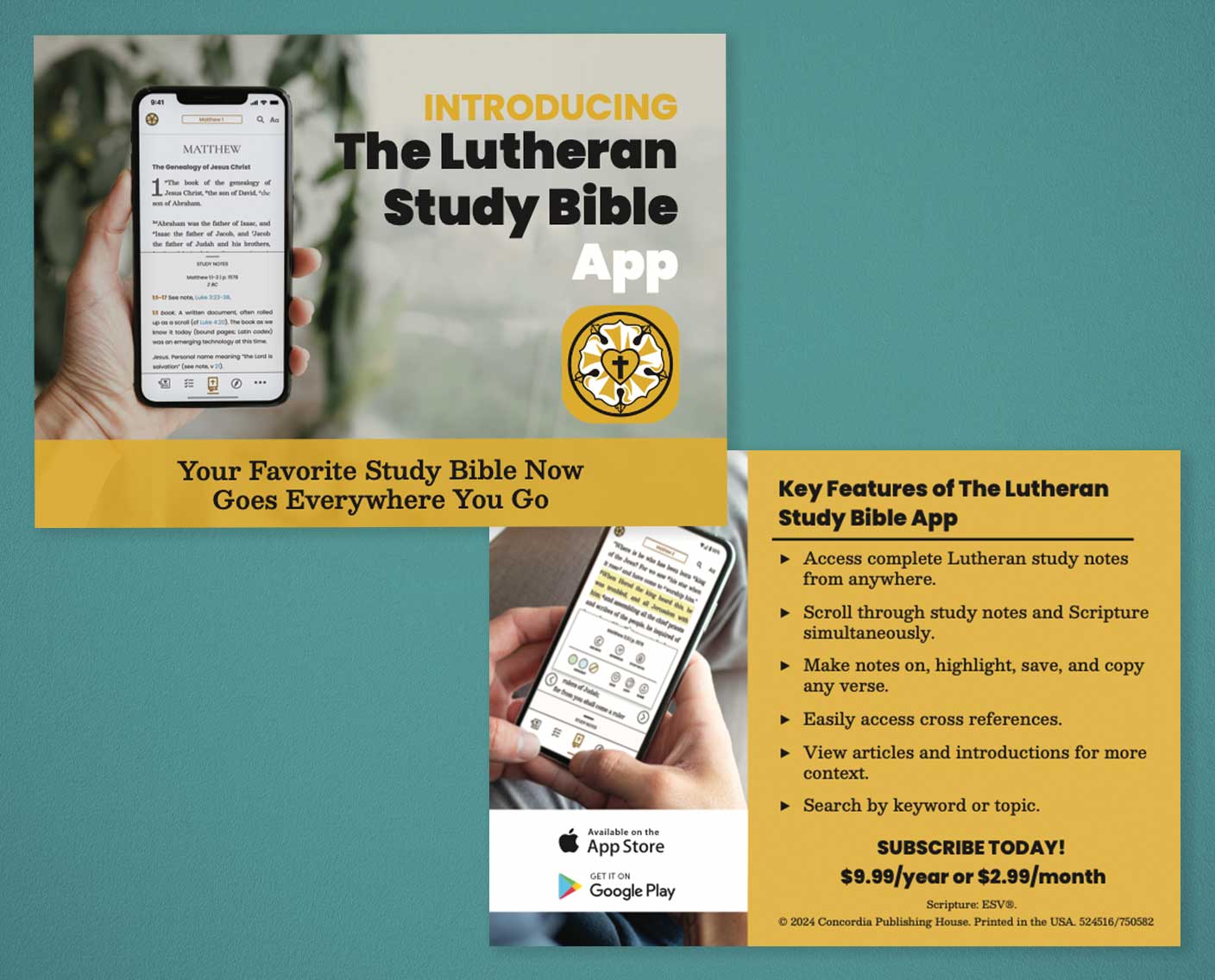 The Lutheran Study Bible App tagalong - CPH partners advertising